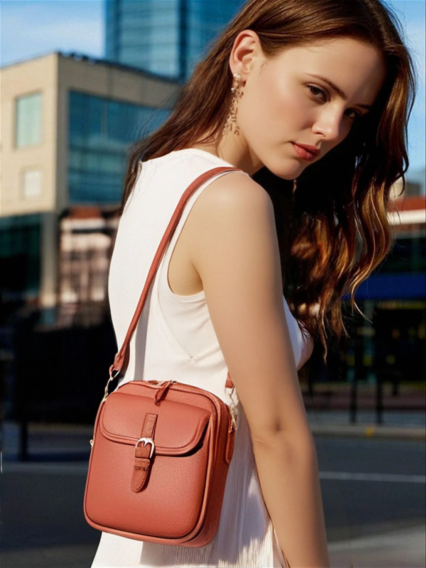 Crossbody leren tas - Bruin