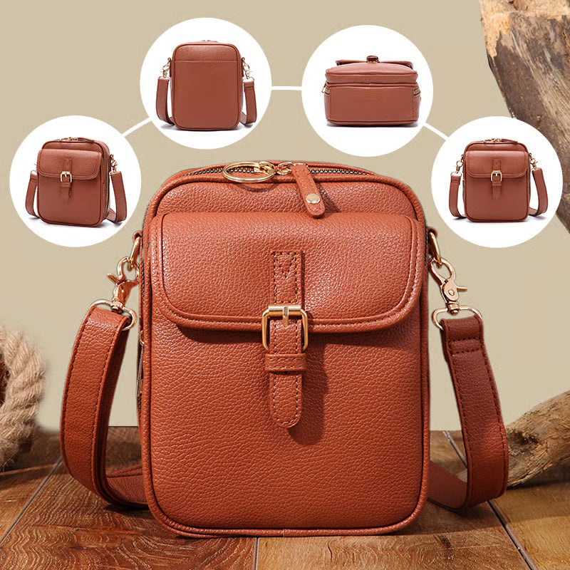 Crossbody leren tas - Bruin