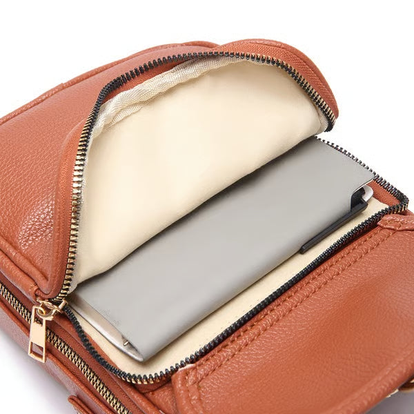Crossbody leren tas - Bruin
