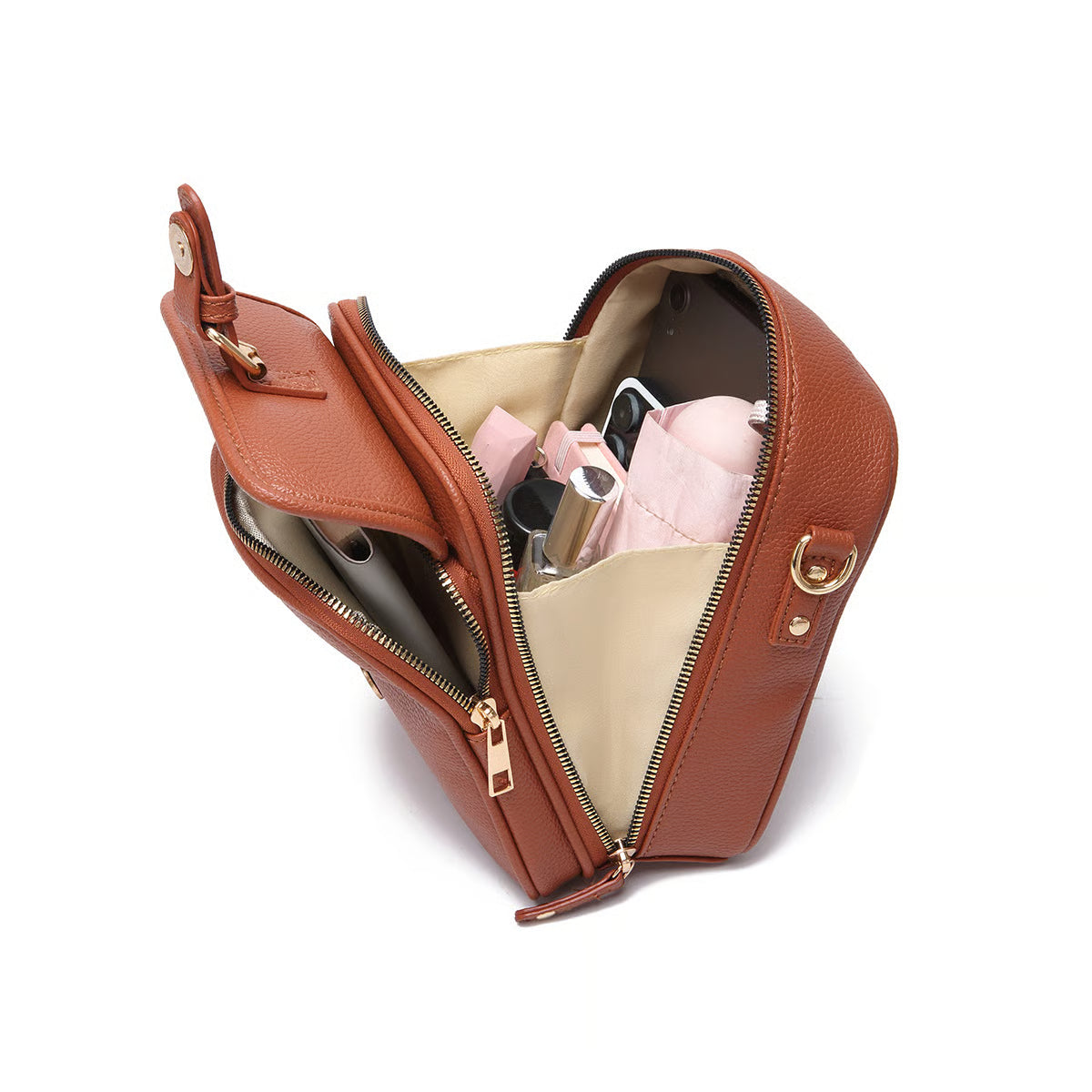 Crossbody leren tas - Bruin