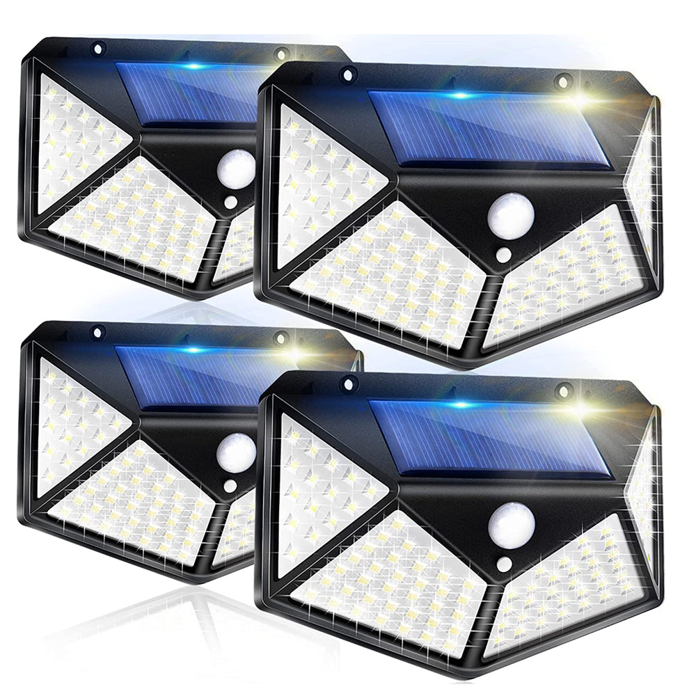 Solar Lights Outdoor 4 Pack, 100LED/3 Modes Super Bright Motion Sensor