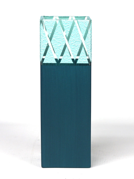 Turquoise decorative glass vase