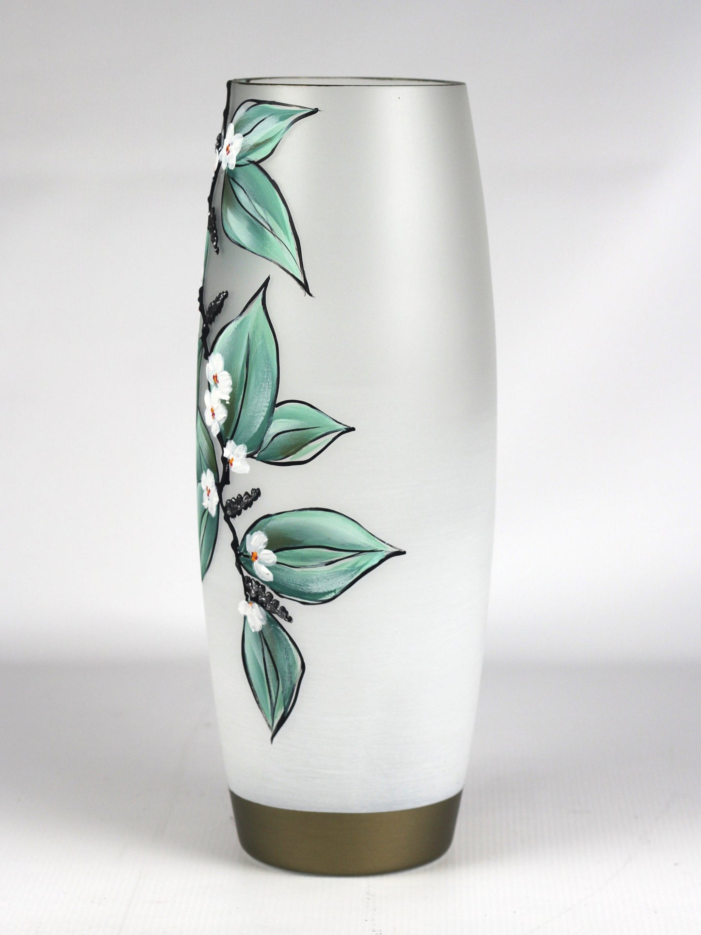 Green decorative glass vase