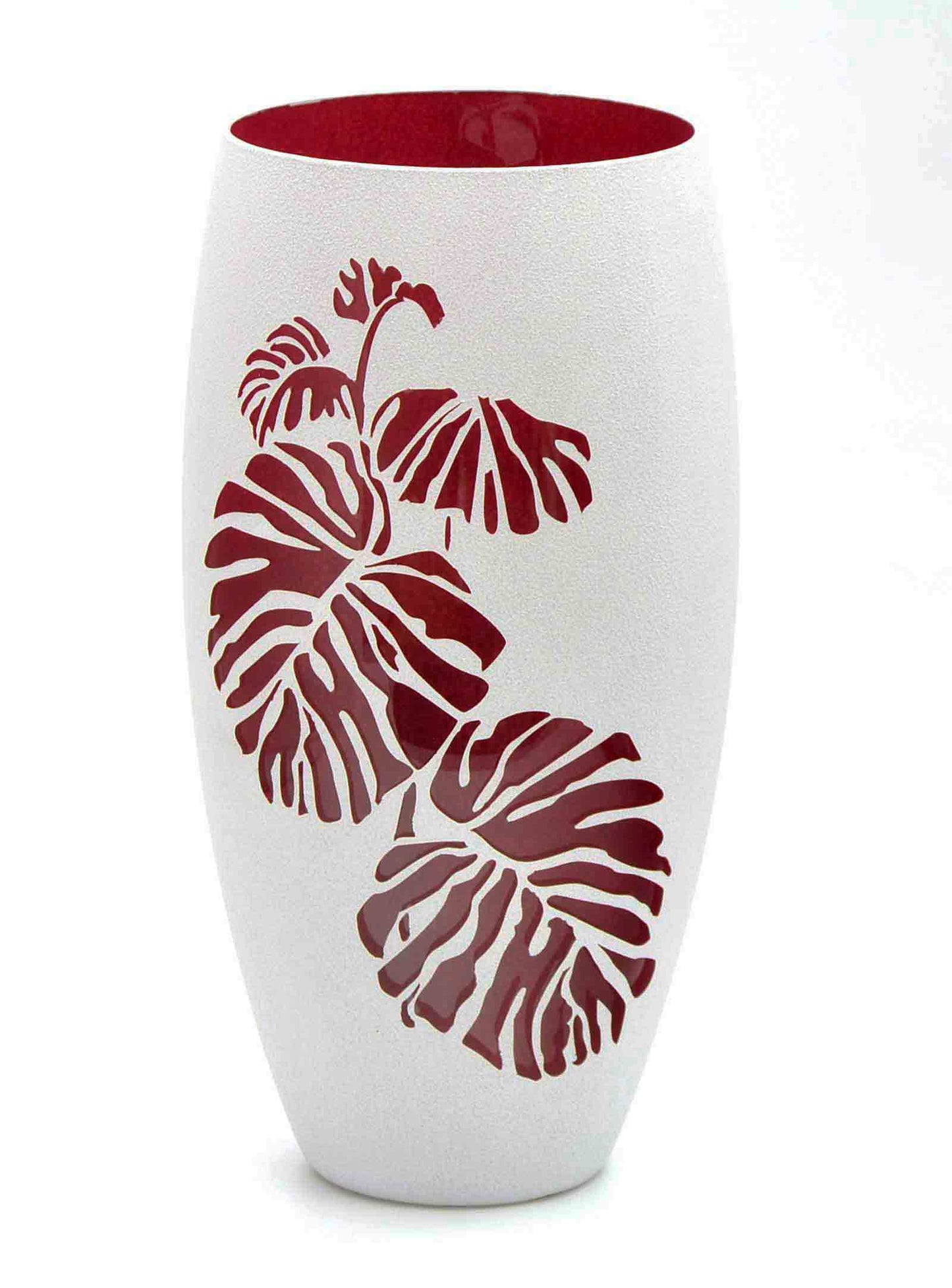 Burgundy Interior | Handmade Glass Oval Vase |