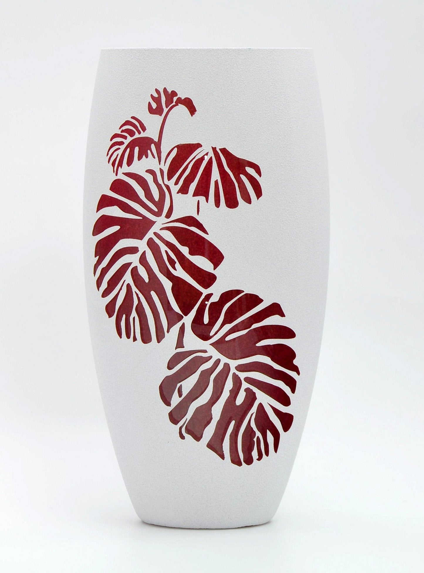 Burgundy Interior | Handmade Glass Oval Vase |