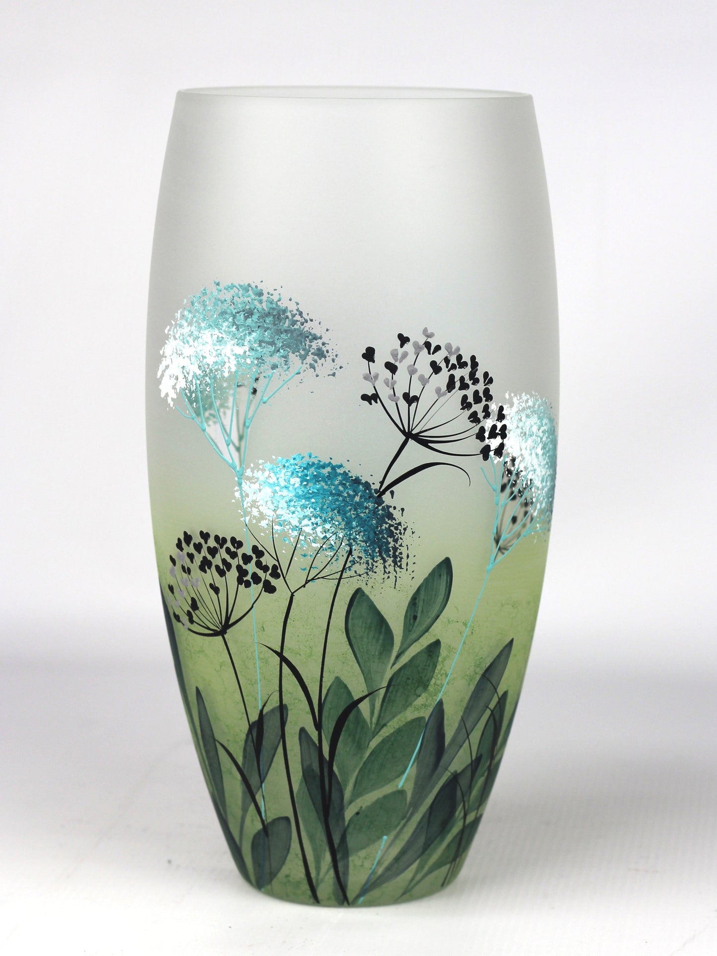 green decorative glass vase