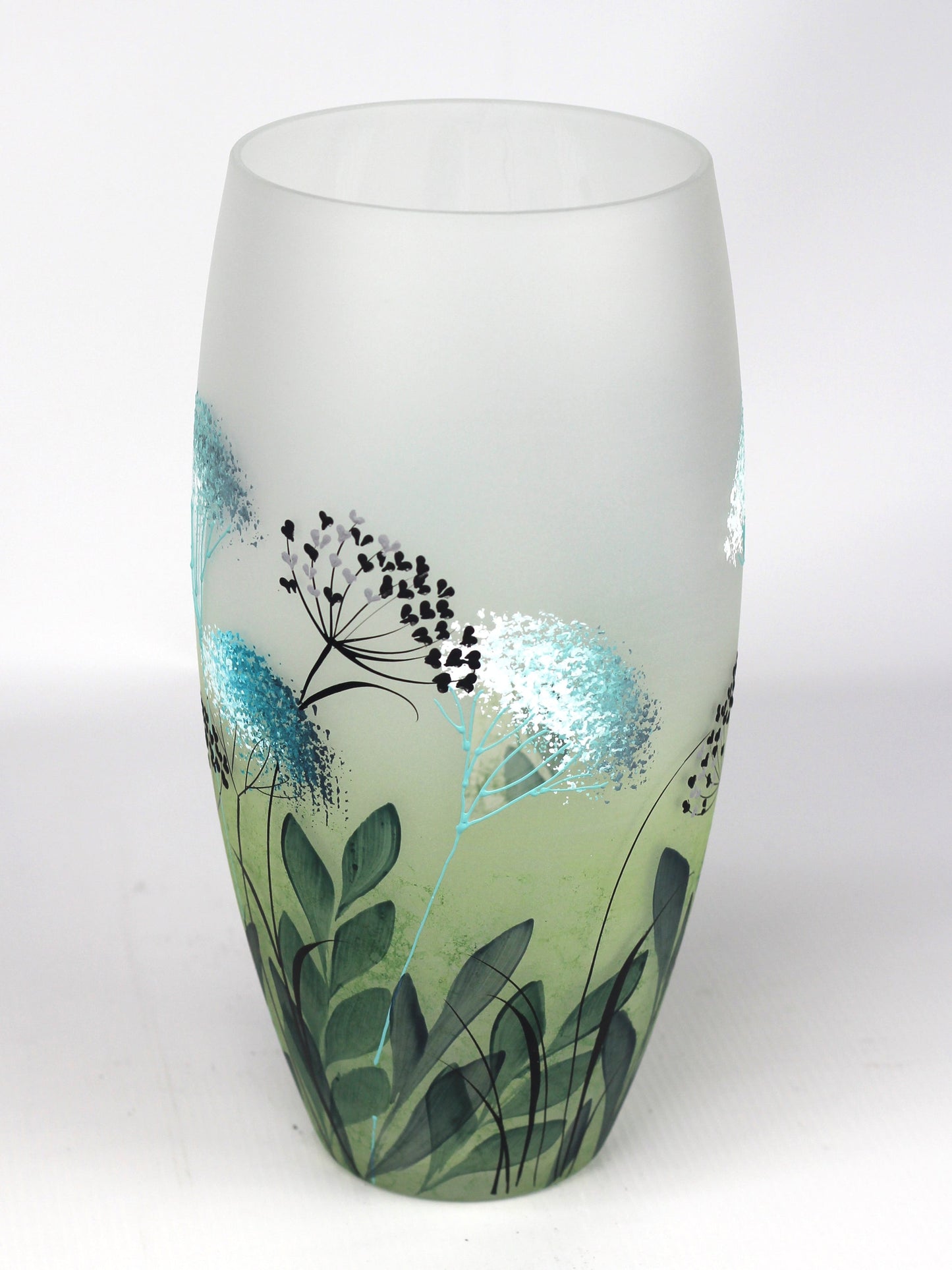 green decorative glass vase