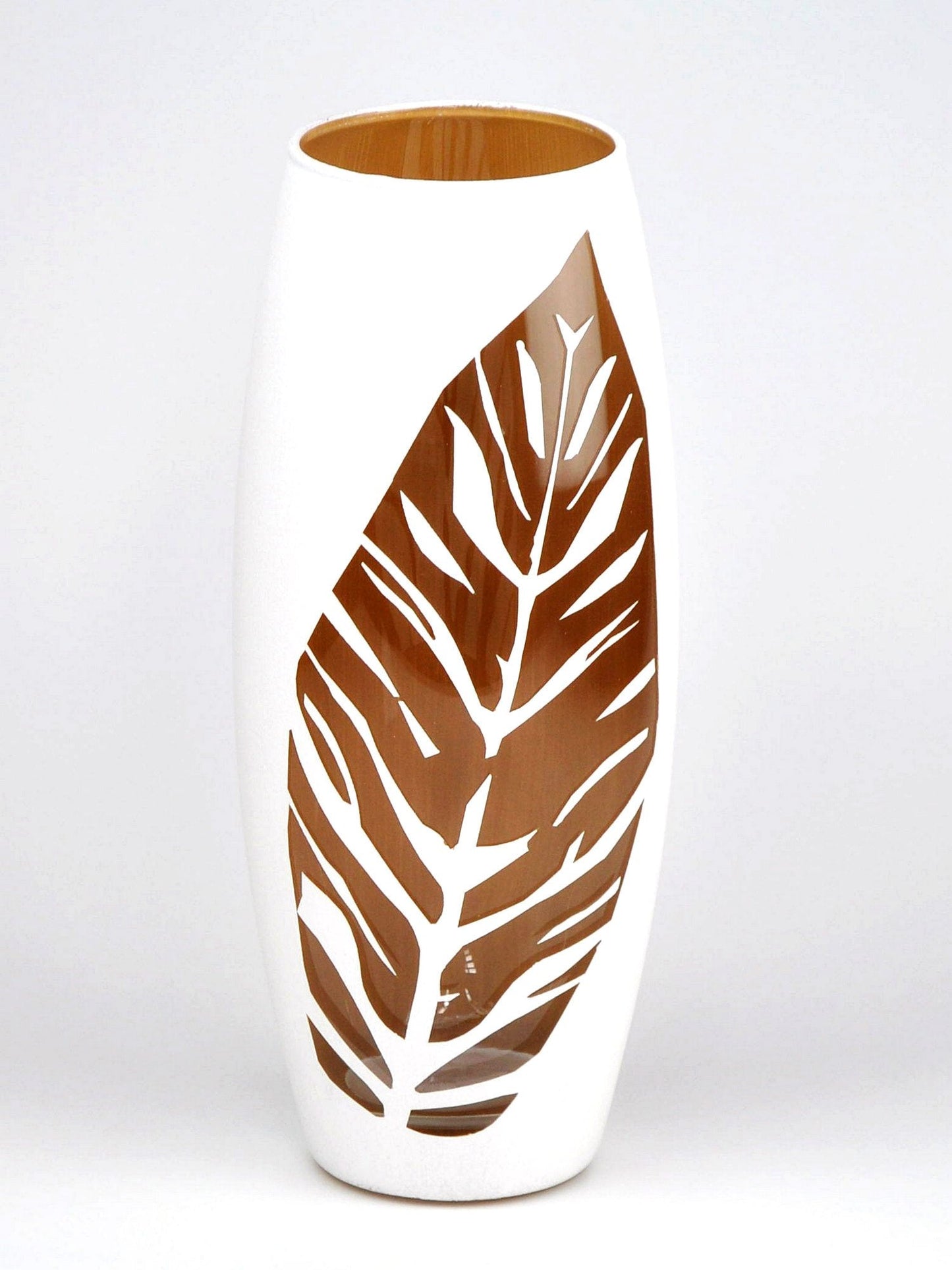 White Painted decorative glass vase