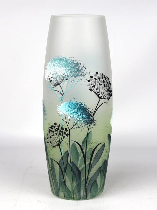 Green decorative glass vase