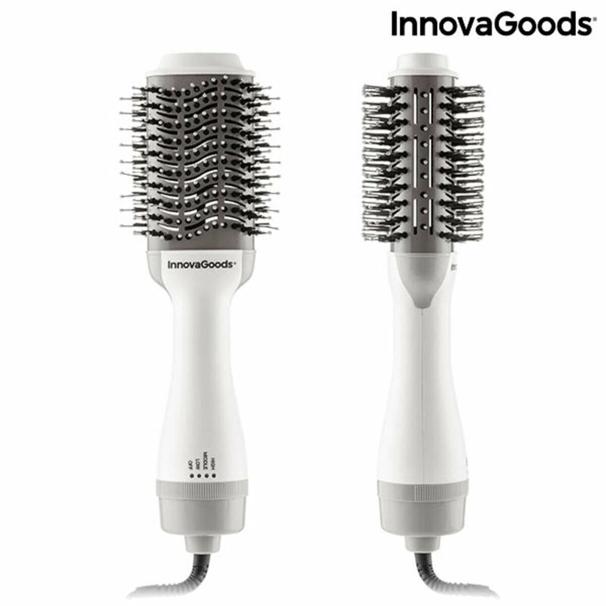 Ionic Dryer and Volumising Brush Volumio InnovaGoods White Grey 1000 W