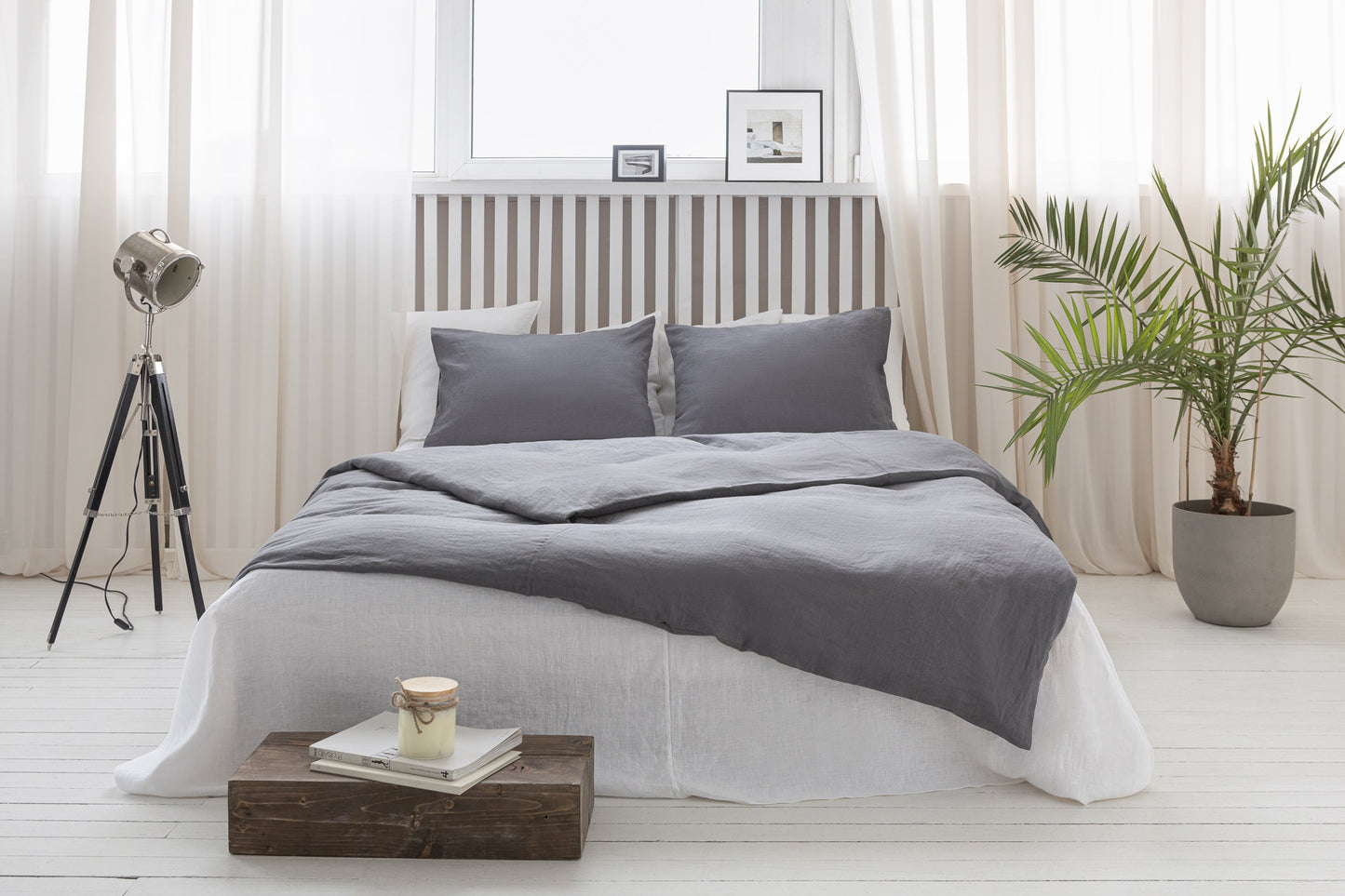 Grey linen pillowcase