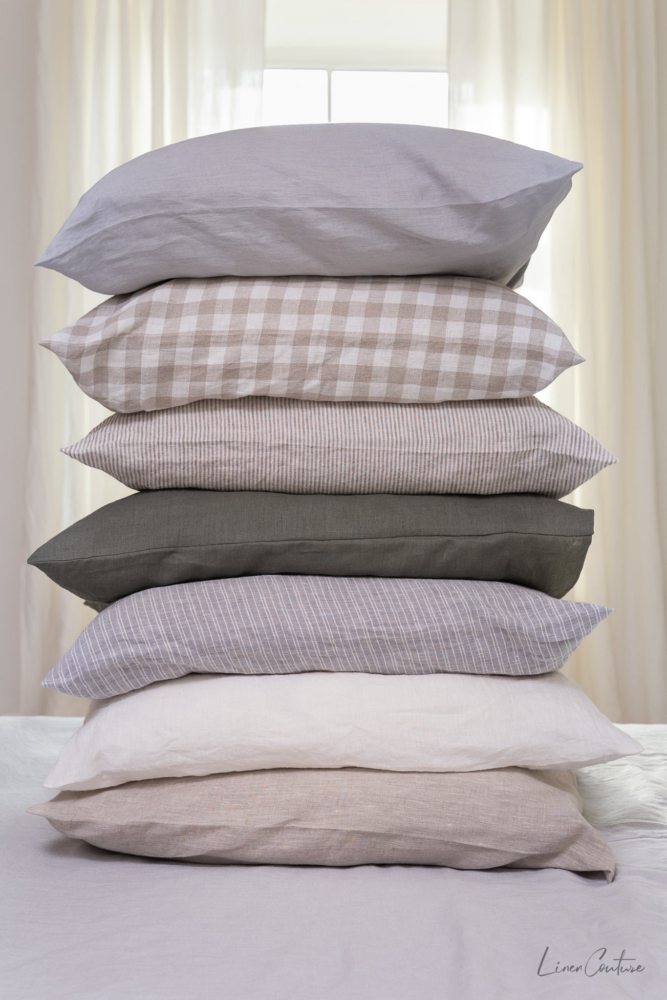 Grey linen pillowcase