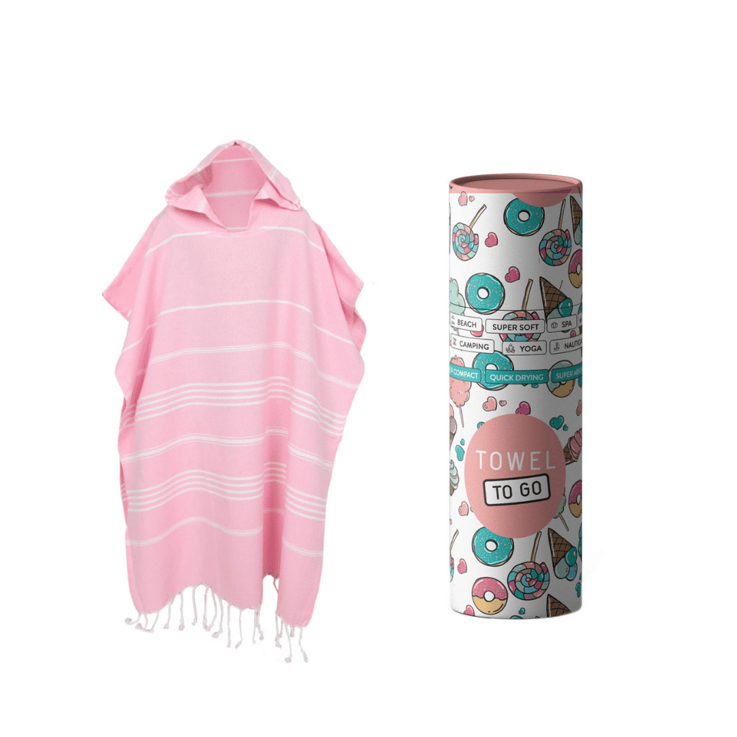 Ipanema Kids Poncho Towel with Recycled Gift Box, Pink