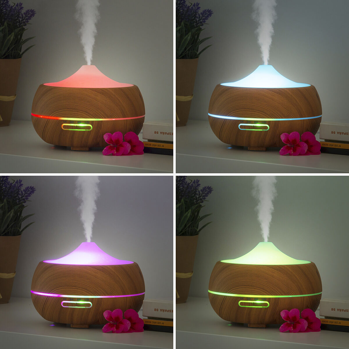 Aroma Diffuser Humidifier with Multicolour LED Wooden-Effect