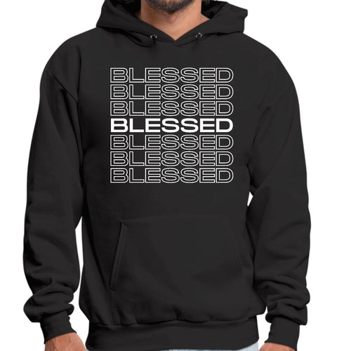 Mens Graphic Hoodie Blessed Stacked Print