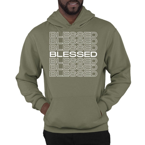 Mens Graphic Hoodie Blessed Stacked Print