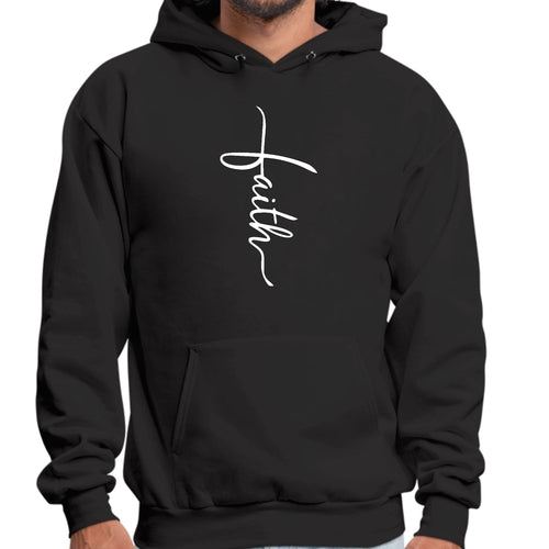 Mens Graphic Hoodie Faith Script Cross Illustration