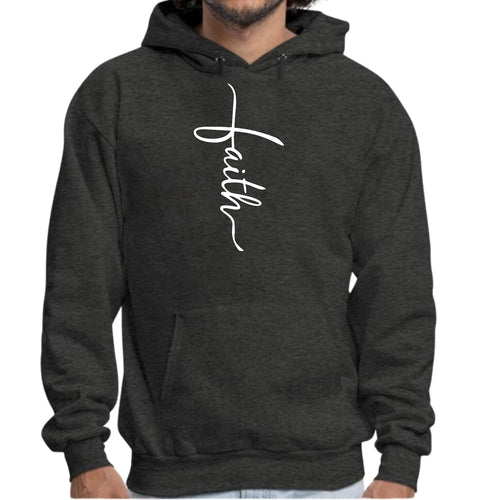 Mens Graphic Hoodie Faith Script Cross Illustration