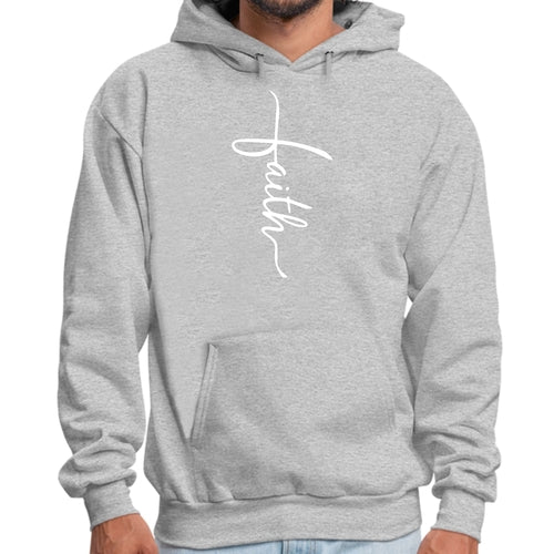 Mens Graphic Hoodie Faith Script Cross Illustration