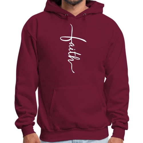 Mens Graphic Hoodie Faith Script Cross Illustration