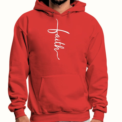 Mens Graphic Hoodie Faith Script Cross Illustration