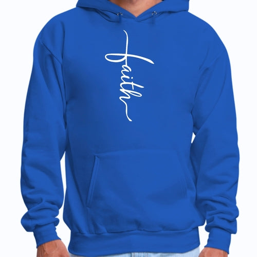 Mens Graphic Hoodie Faith Script Cross Illustration