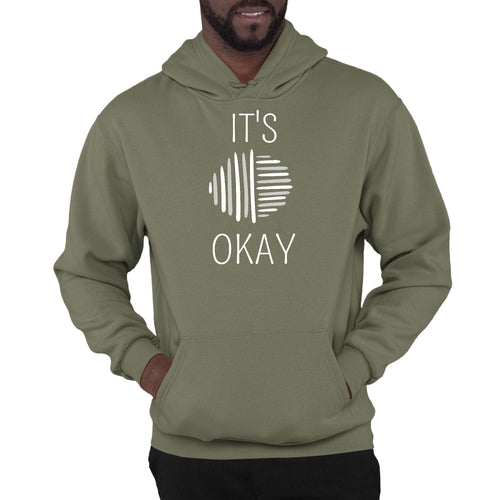 Mens Graphic Hoodie Say it Soul - its Okay - Grey and White Line Art