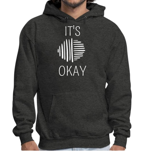 Mens Graphic Hoodie Say it Soul - its Okay - Grey and White Line Art