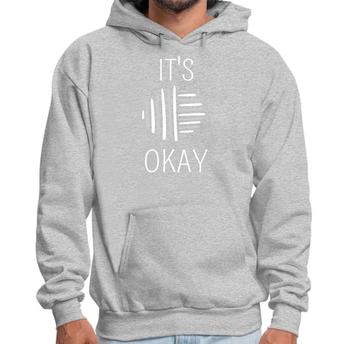 Mens Graphic Hoodie Say it Soul - its Okay - Grey and White Line Art