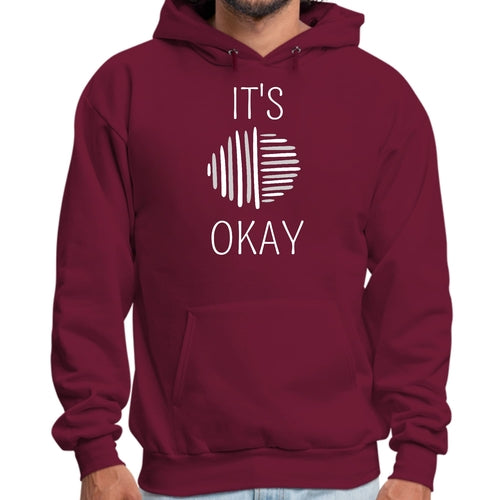 Mens Graphic Hoodie Say it Soul - its Okay - Grey and White Line Art