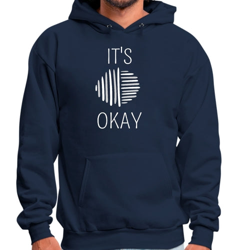 Mens Graphic Hoodie Say it Soul - its Okay - Grey and White Line Art