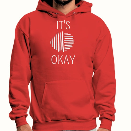 Mens Graphic Hoodie Say it Soul - its Okay - Grey and White Line Art