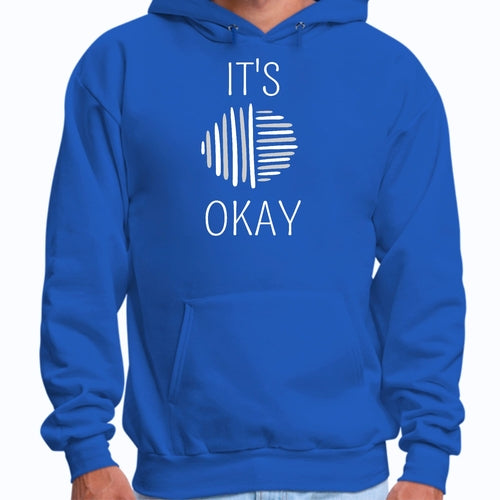 Mens Graphic Hoodie Say it Soul - its Okay - Grey and White Line Art