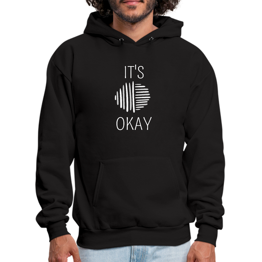 Mens Graphic Hoodie Say it Soul - its Okay - Grey and White Line Art