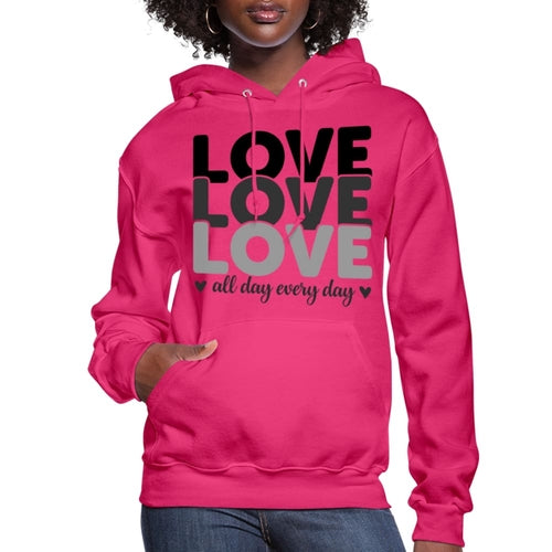 Womens Hoodie Love All Day Every Day Black - S461065