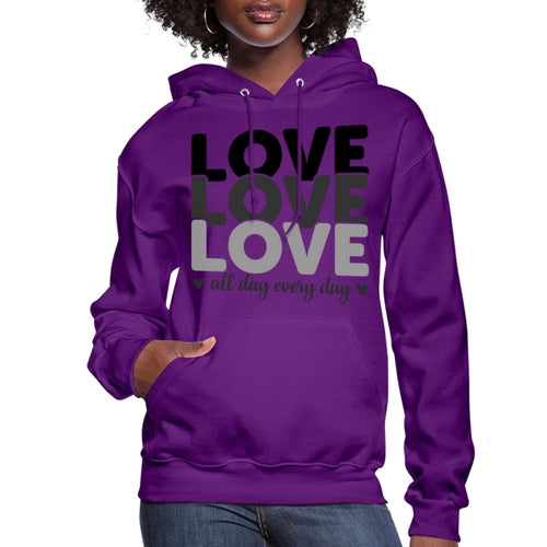 Womens Hoodie Love All Day Every Day Black - S461065